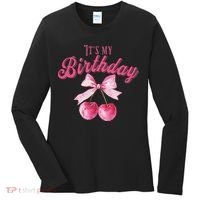 Its My Birthday Girl Coquette Cherry Bow Girly Bday Women's Long Sleeve Shirt thumb 0