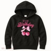 Its My Birthday Girl Coquette Cherry Bow Girly Bday Kids Hoodie thumb 0