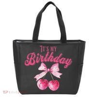 Its My Birthday Girl Coquette Cherry Bow Girly Bday Tote Bag thumb 0