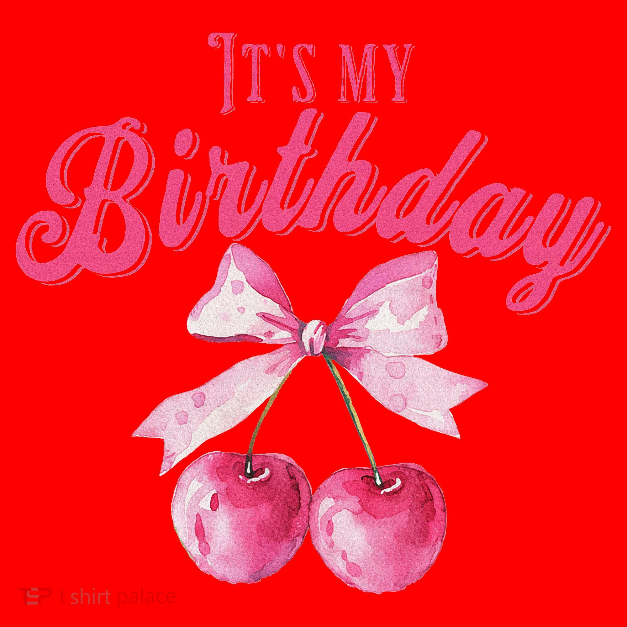 Its My Birthday Girl Coquette Cherry Bow Girly Bday Santa Hat
