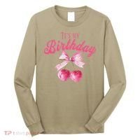 Its My Birthday Girl Coquette Cherry Bow Girly Bday Long Sleeve Shirt thumb 0