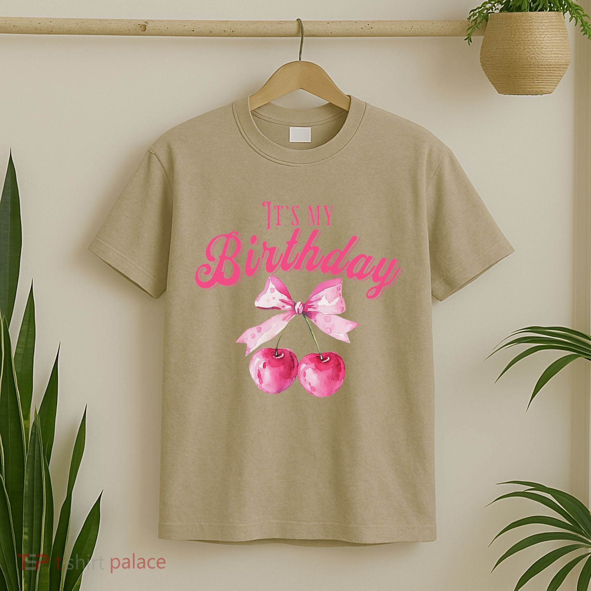 Its My Birthday Girl Coquette Cherry Bow Girly Bday T-Shirt
