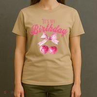 Its My Birthday Girl Coquette Cherry Bow Girly Bday T-Shirt thumb 4