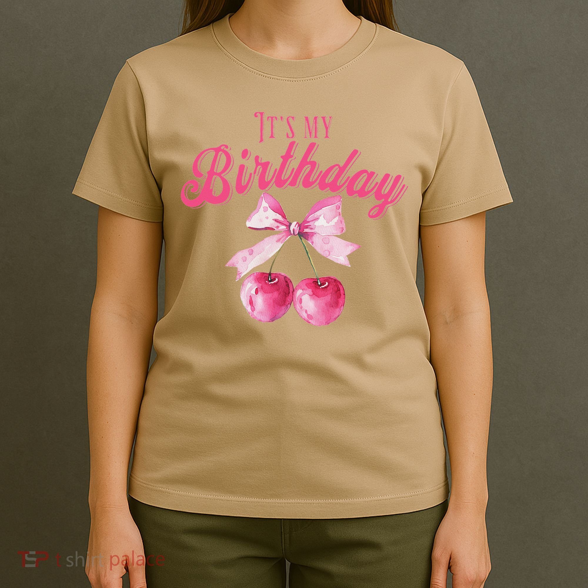 Its My Birthday Girl Coquette Cherry Bow Girly Bday T-Shirt
