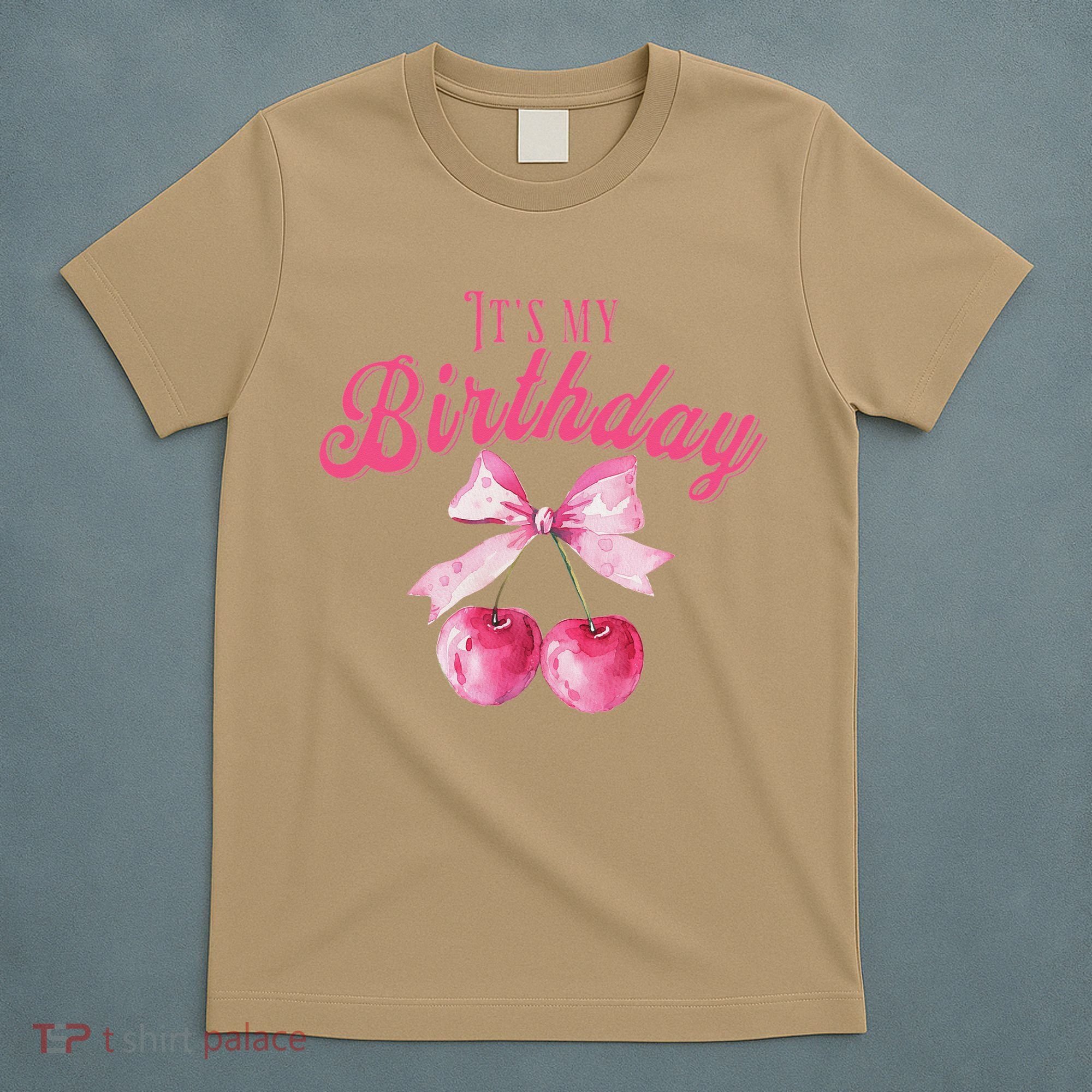 Its My Birthday Girl Coquette Cherry Bow Girly Bday T-Shirt