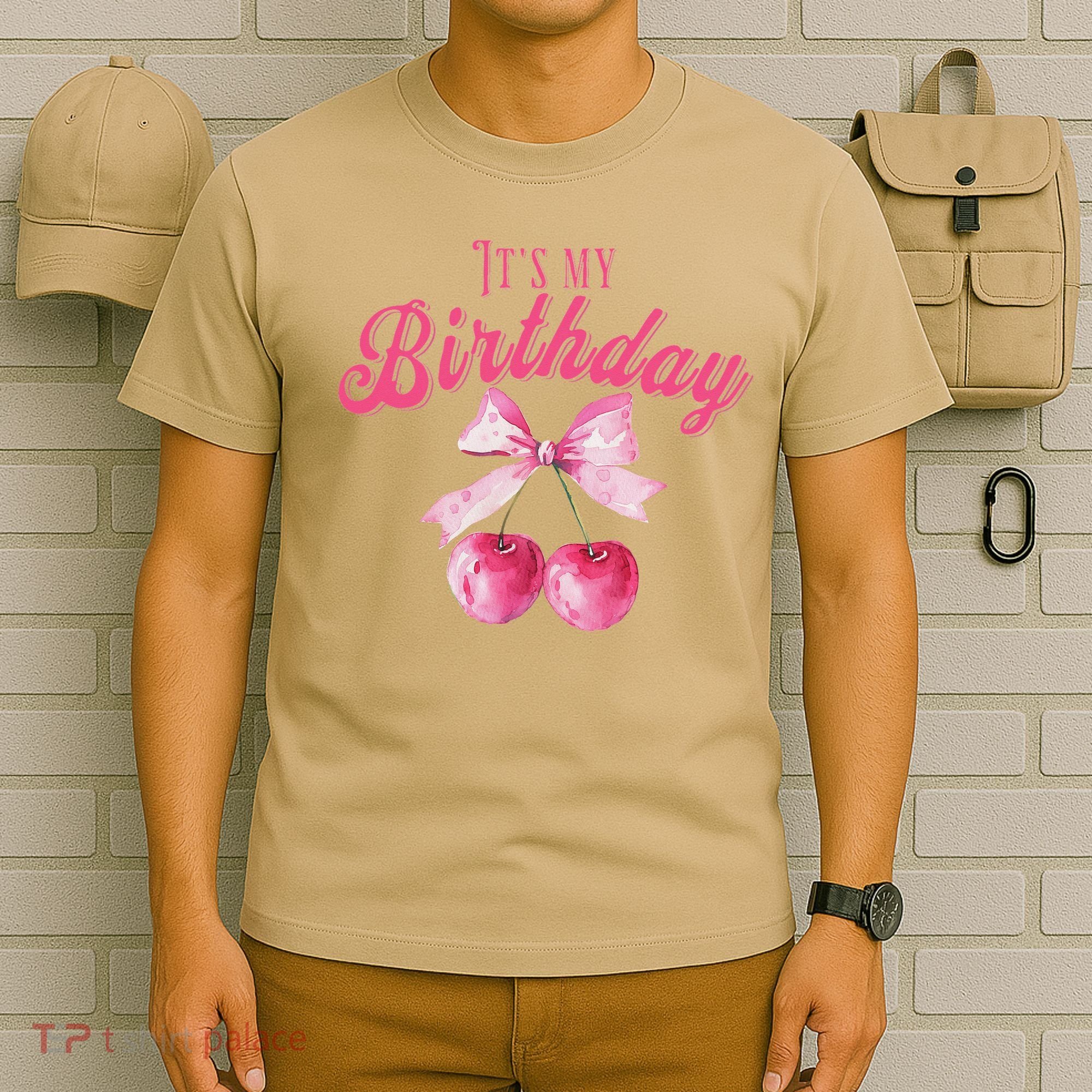Its My Birthday Girl Coquette Cherry Bow Girly Bday T-Shirt