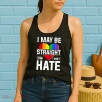 I May Be Straight But I Don't Hate LGBT Pride Ally Women's Tank Top thumb 2