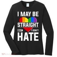 I May Be Straight But I Don't Hate LGBT Pride Ally Women's Long Sleeve Shirt thumb 0