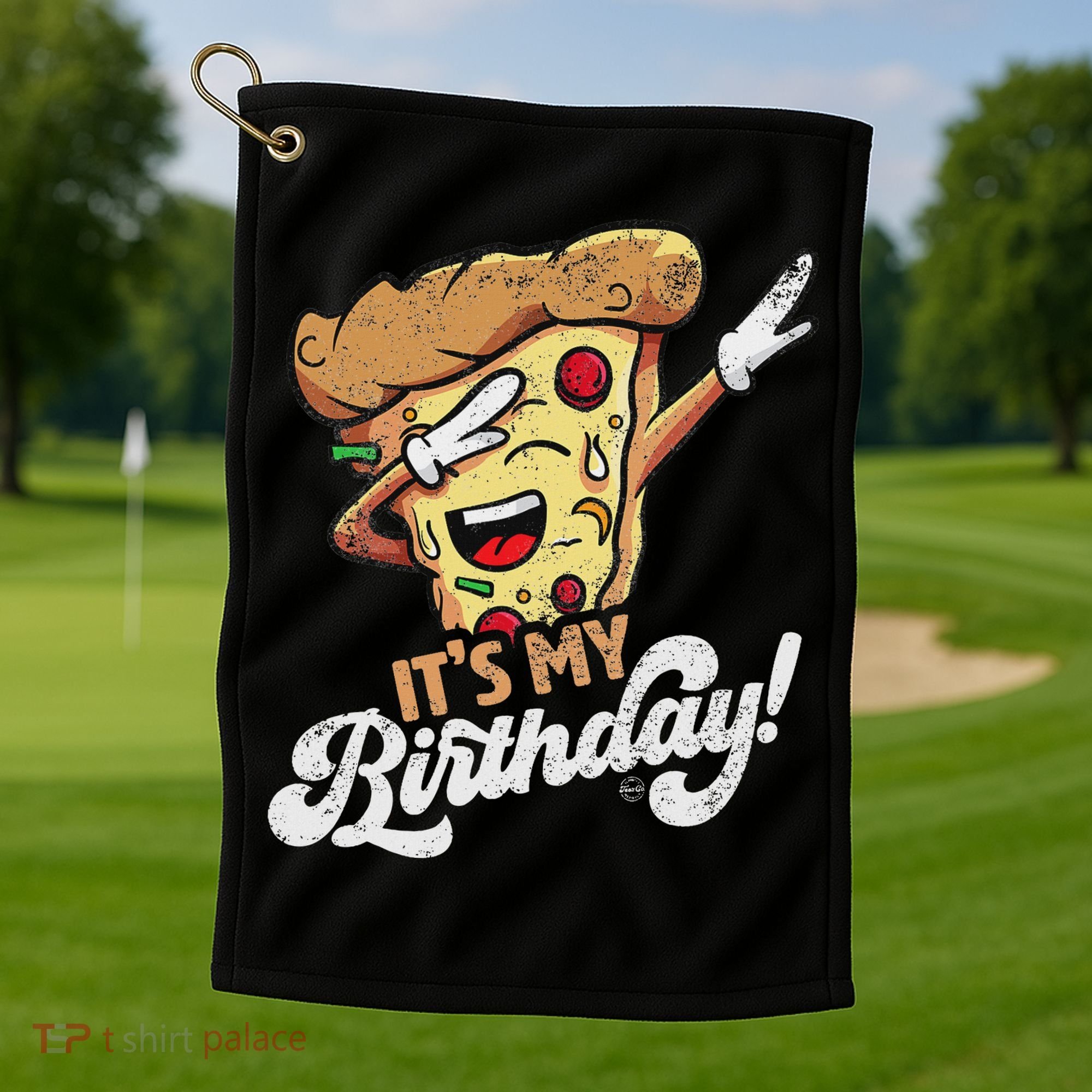 It's My Birthday Cool Dabbing Pizza Gift Bday Party Golf Towel