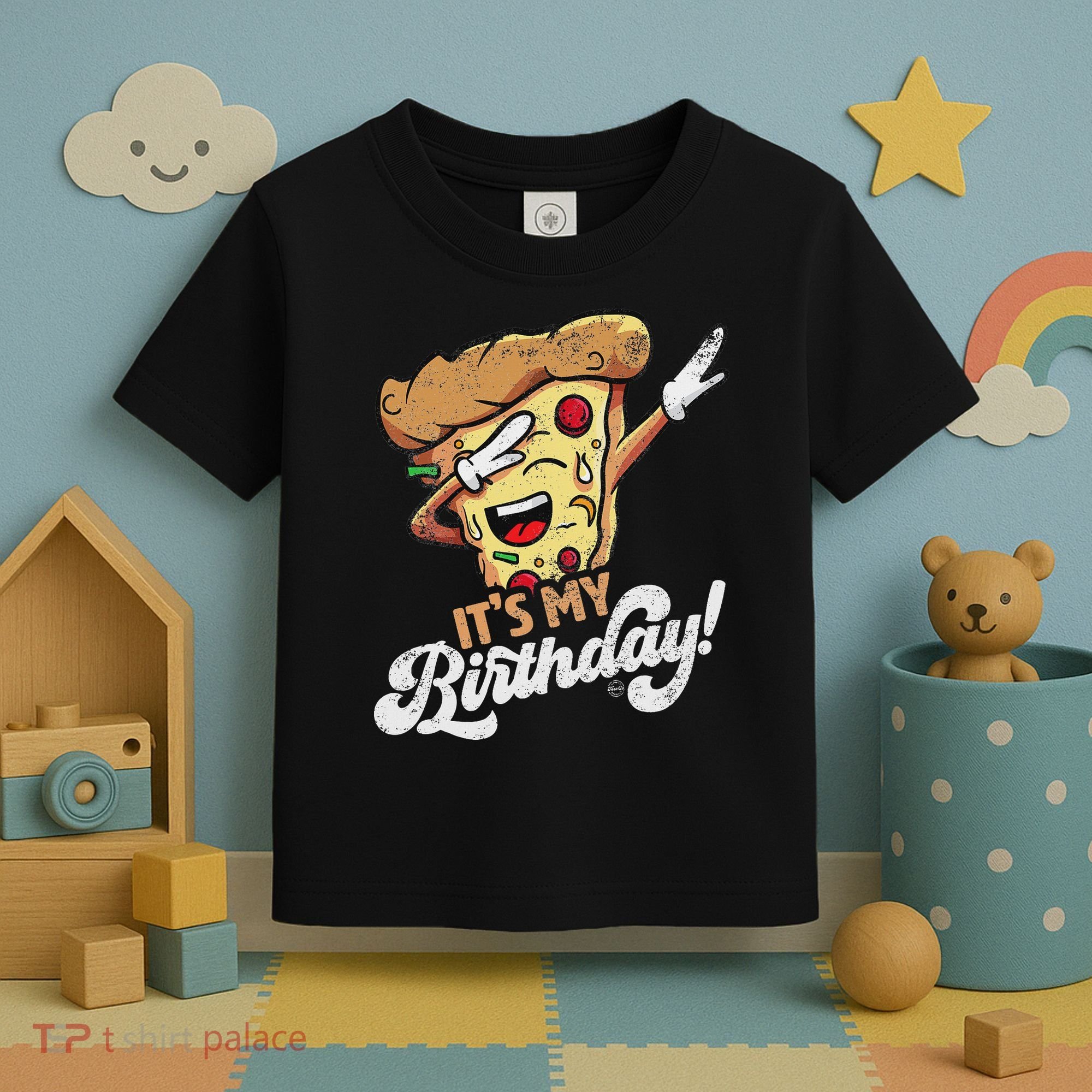 It's My Birthday Cool Dabbing Pizza Gift Bday Party Toddler T-Shirt