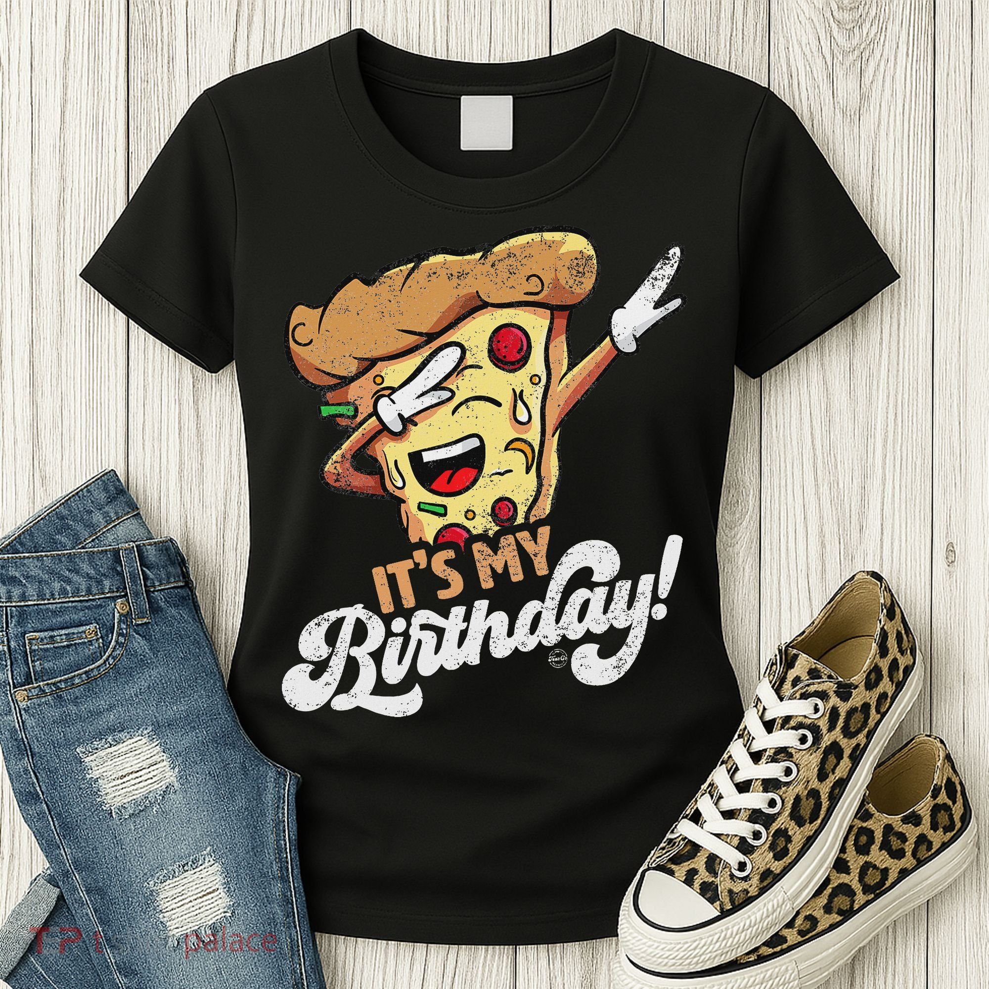 It's My Birthday Cool Dabbing Pizza Gift Bday Party Women's T-Shirt