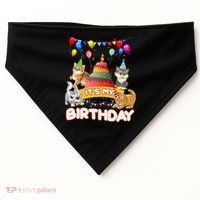 ItS My Birthday Cat And Kitten Party Day USA-Made Doggie Bandana thumb 0