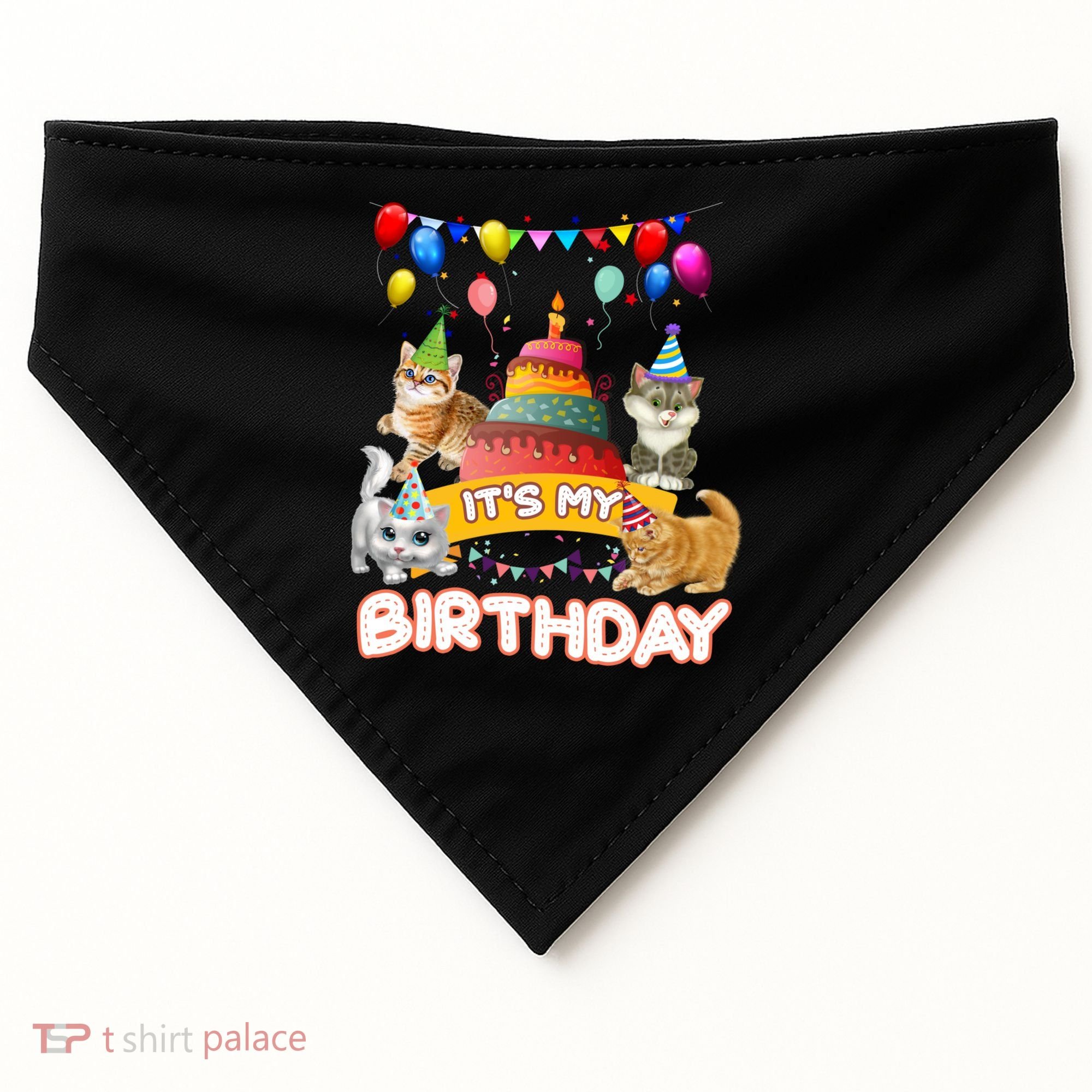 ItS My Birthday Cat And Kitten Party Day USA-Made Doggie Bandana