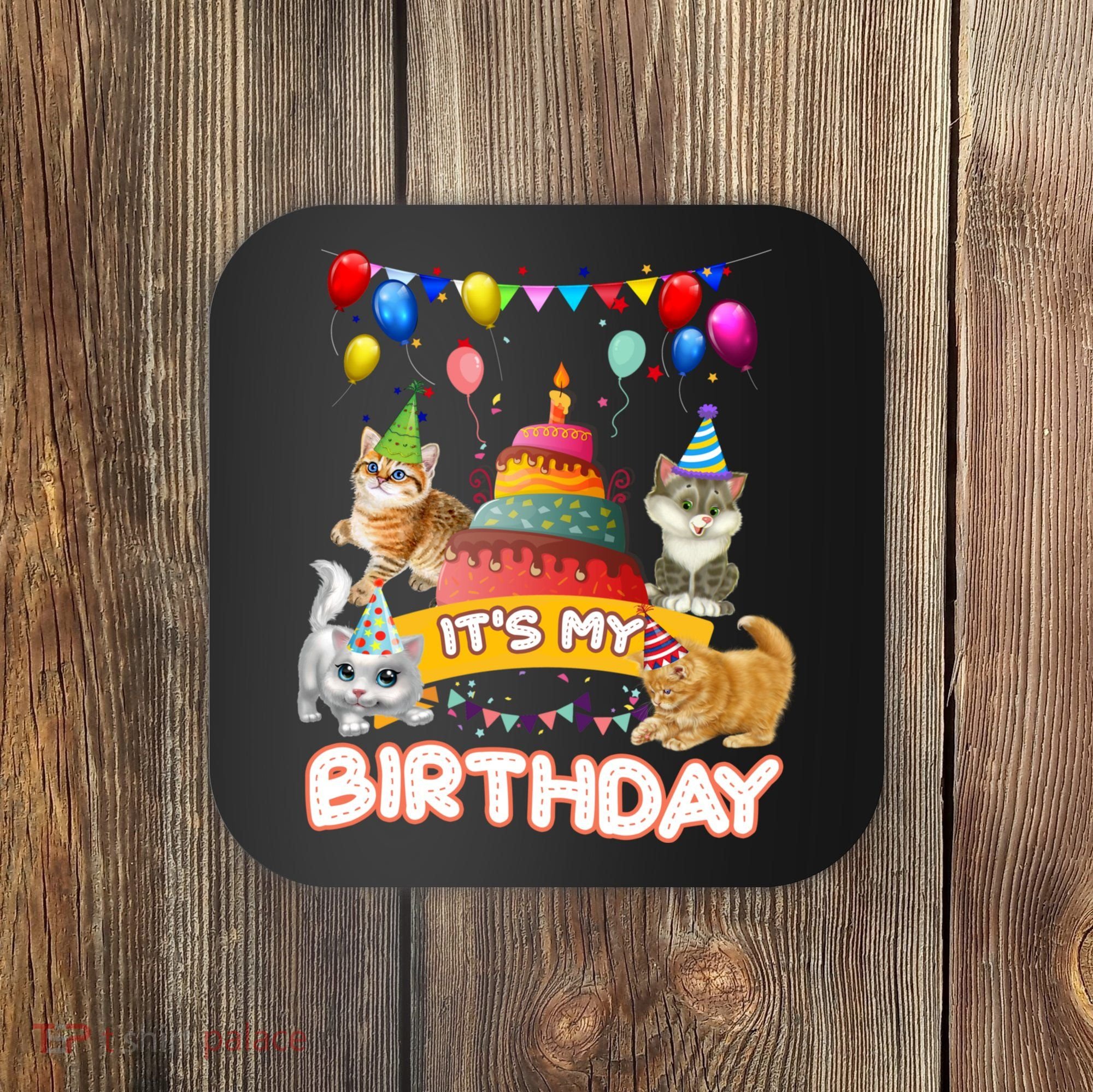 ItS My Birthday Cat And Kitten Party Day Coaster