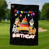 ItS My Birthday Cat And Kitten Party Day Golf Towel thumb 1