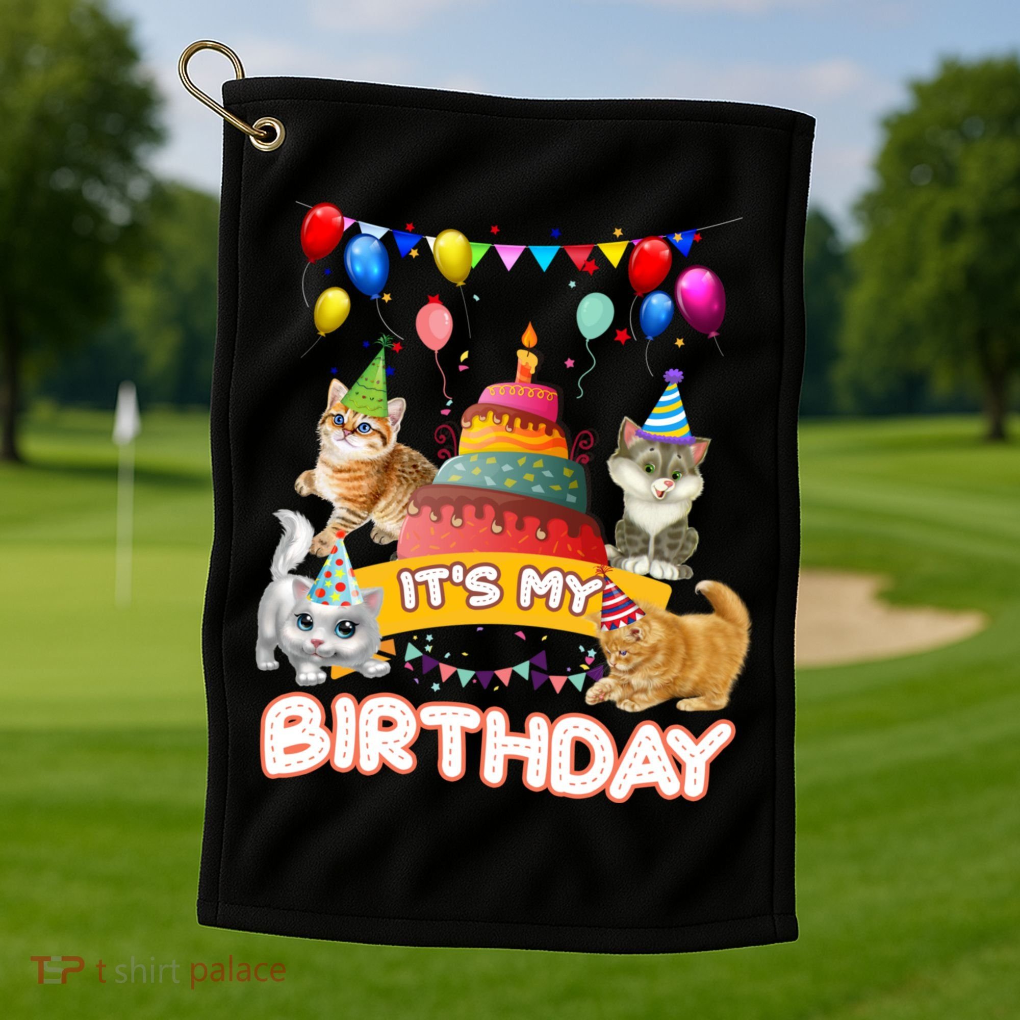 ItS My Birthday Cat And Kitten Party Day Golf Towel