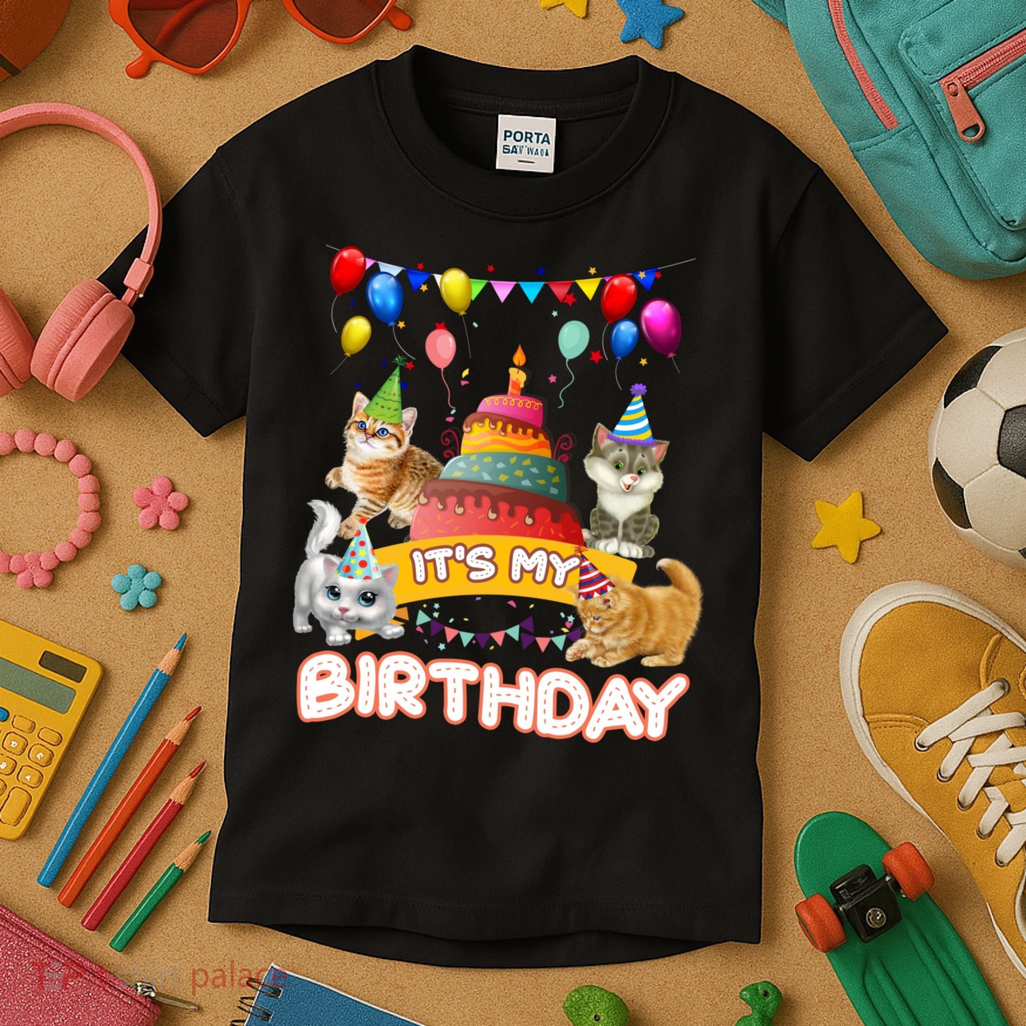 ItS My Birthday Cat And Kitten Party Day Kids T-Shirt