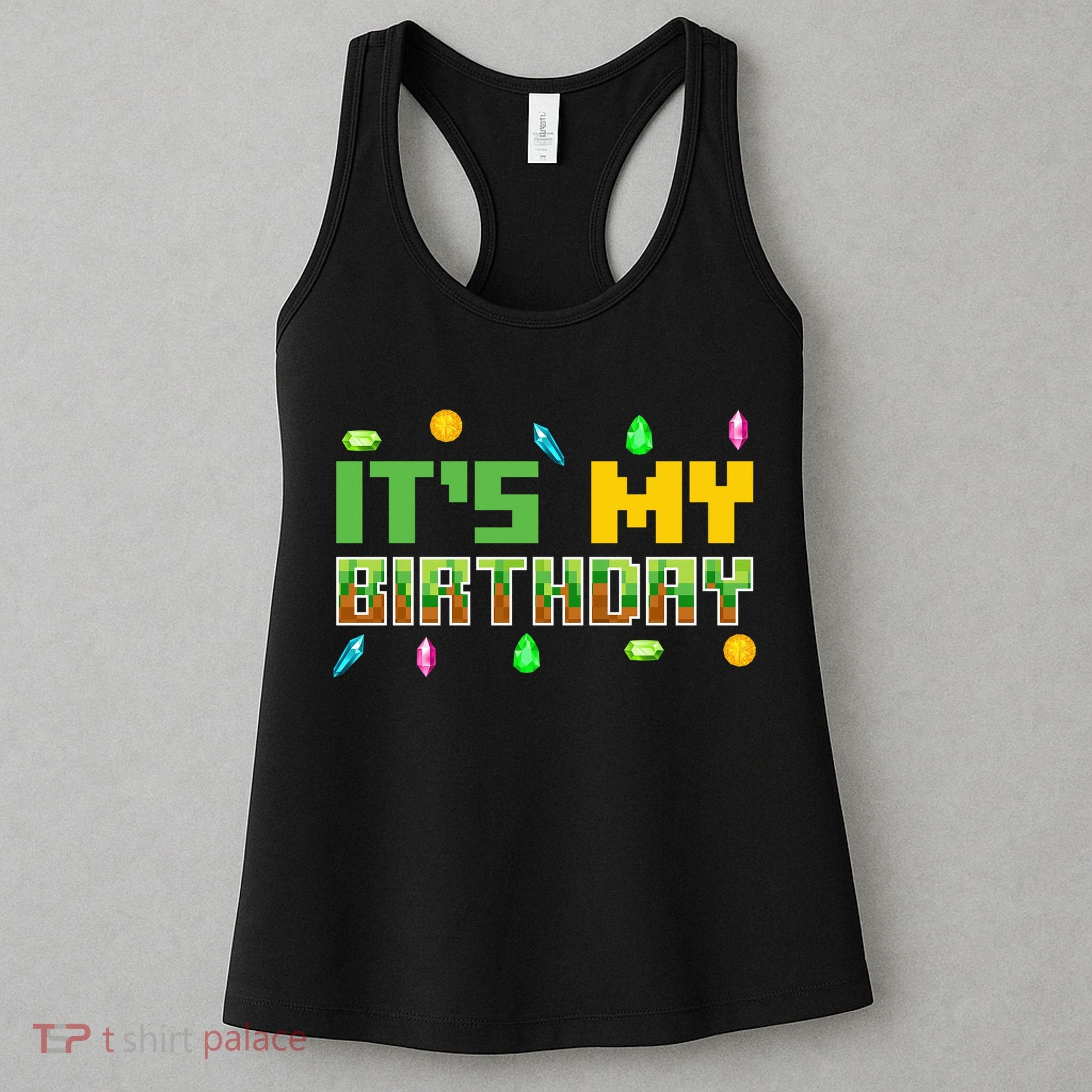 It'S My Birthday Party Video Gamer Pixel Number Birthday Boy Women's Tank Top