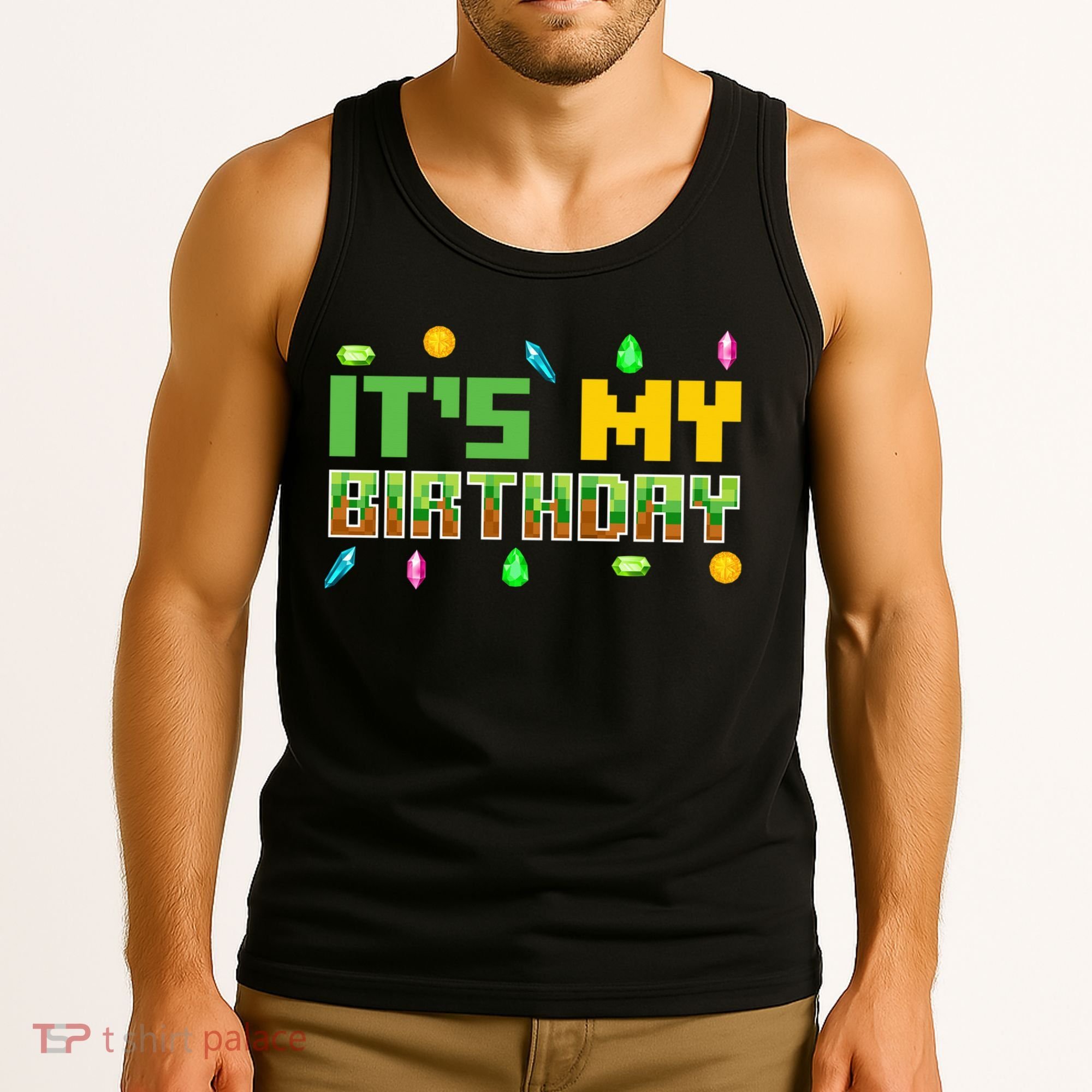 It'S My Birthday Party Video Gamer Pixel Number Birthday Boy Tank Top