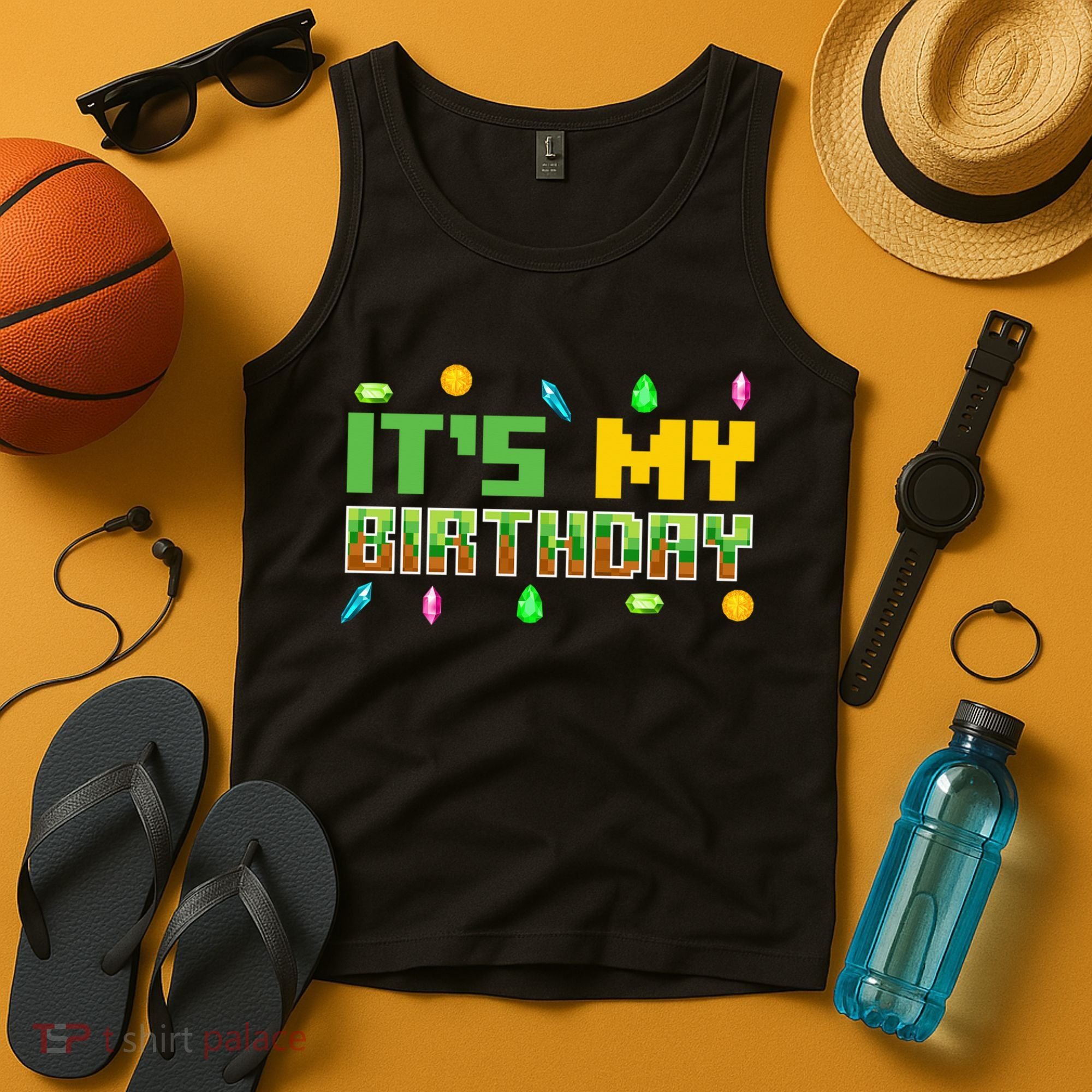 It'S My Birthday Party Video Gamer Pixel Number Birthday Boy Tank Top