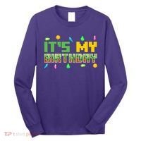 It'S My Birthday Party Video Gamer Pixel Number Birthday Boy Long Sleeve Shirt thumb 0