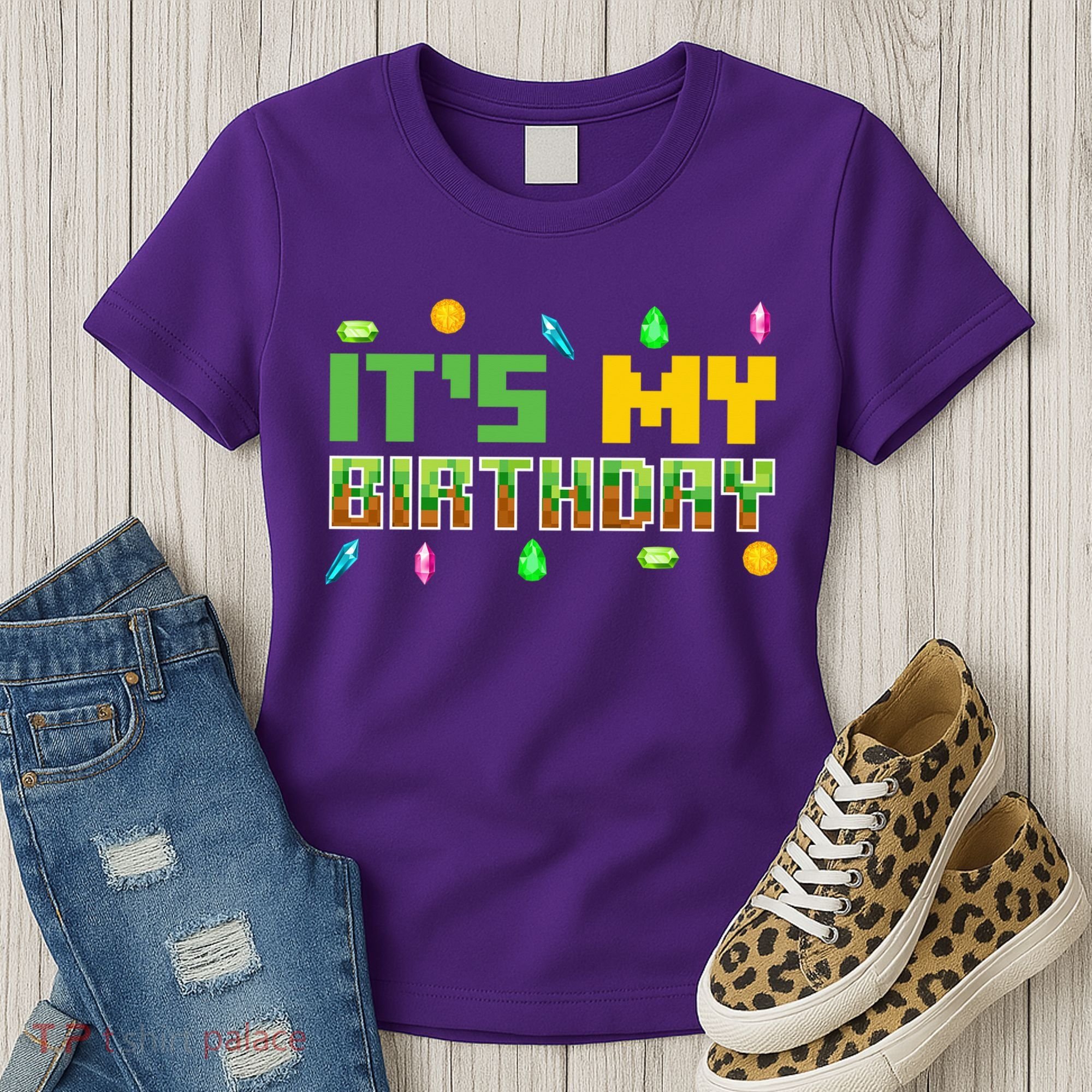 It'S My Birthday Party Video Gamer Pixel Number Birthday Boy Women's T-Shirt