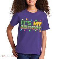 It'S My Birthday Party Video Gamer Pixel Number Birthday Boy Kids T-Shirt thumb 2
