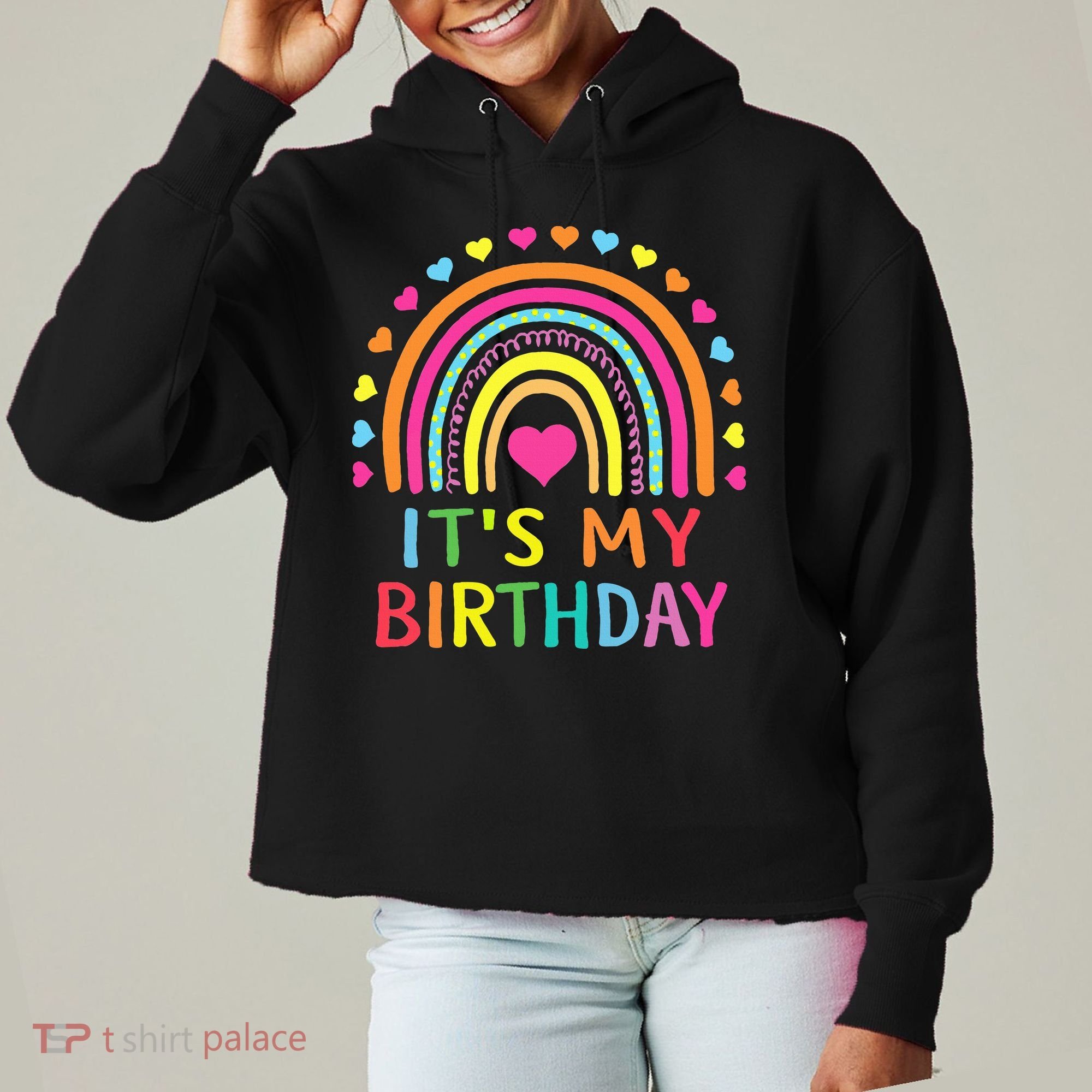 It's My Birthday Gift Rainbow Ladies Heavyweight Boxy Pullover Hoodie