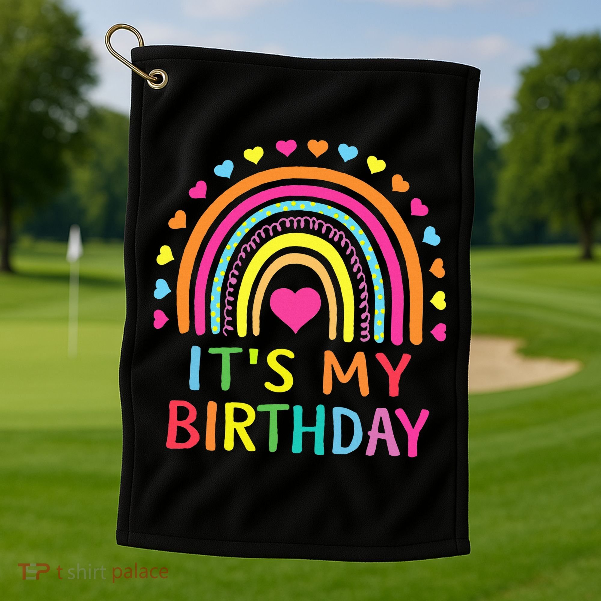 It's My Birthday Gift Rainbow Golf Towel