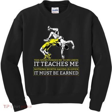 It Must Be Earned Wrestling Kids Sweatshirt