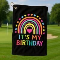 It's My Birthday Gift Rainbow Golf Towel thumb 1