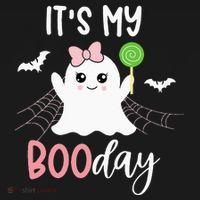 Its My Boo Day Cute Halloween Birthday Ghost Pink Bow Girls Long Sleeve Shirt thumb 2