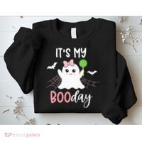 Its My Boo Day Cute Halloween Birthday Ghost Pink Bow Girls Sweatshirt thumb 2