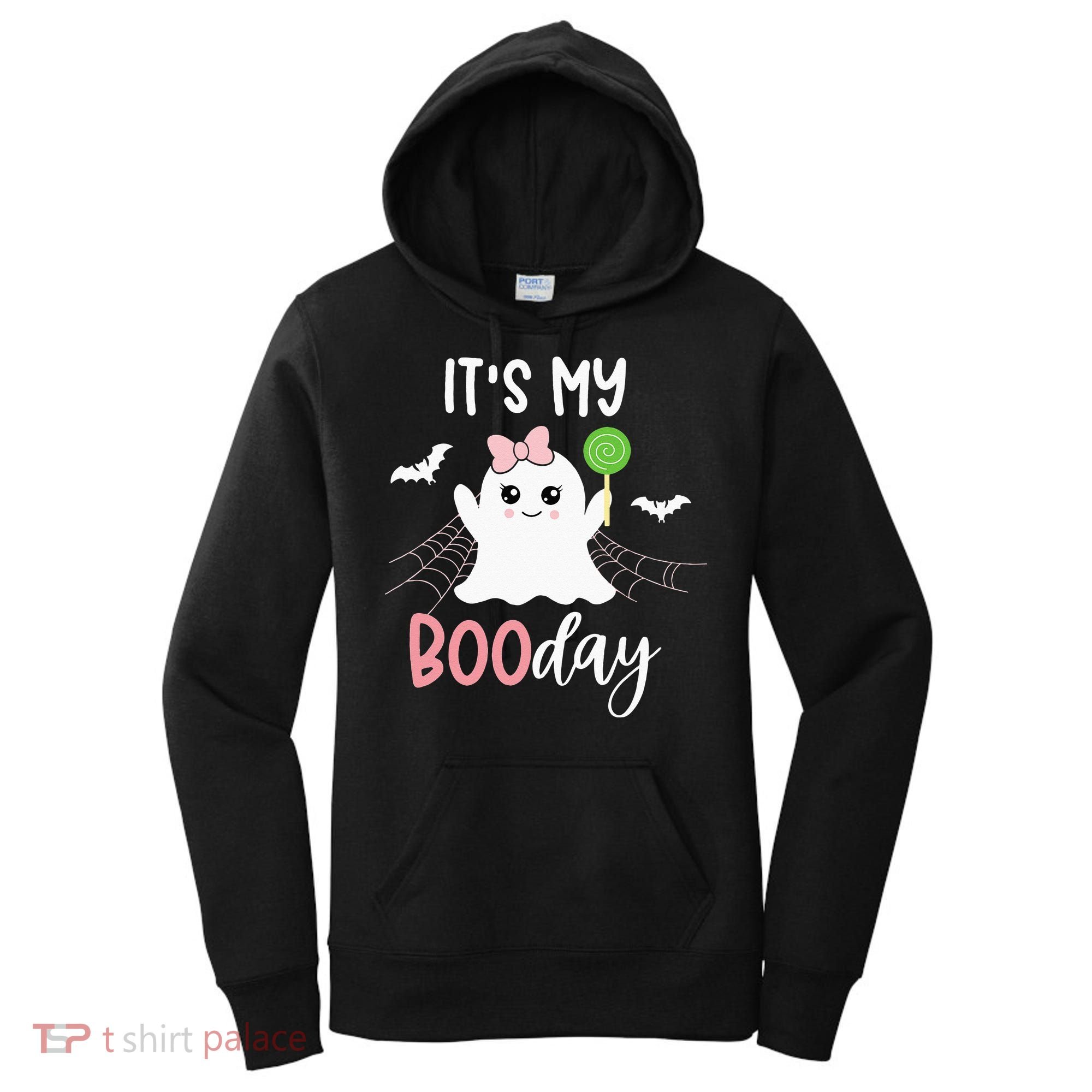 Its My Boo Day Cute Halloween Birthday Ghost Pink Bow Girls Women's Hoodie