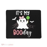 Its My Boo Day Cute Halloween Birthday Ghost Pink Bow Girls Mousepad thumb 0