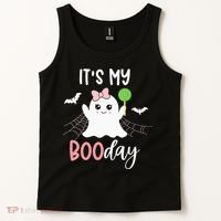 Its My Boo Day Cute Halloween Birthday Ghost Pink Bow Girls Tank Top thumb 2