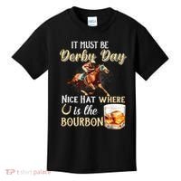 ItS Must Be Derby Day Bourbon Horse Racing Kids T-Shirt thumb 0