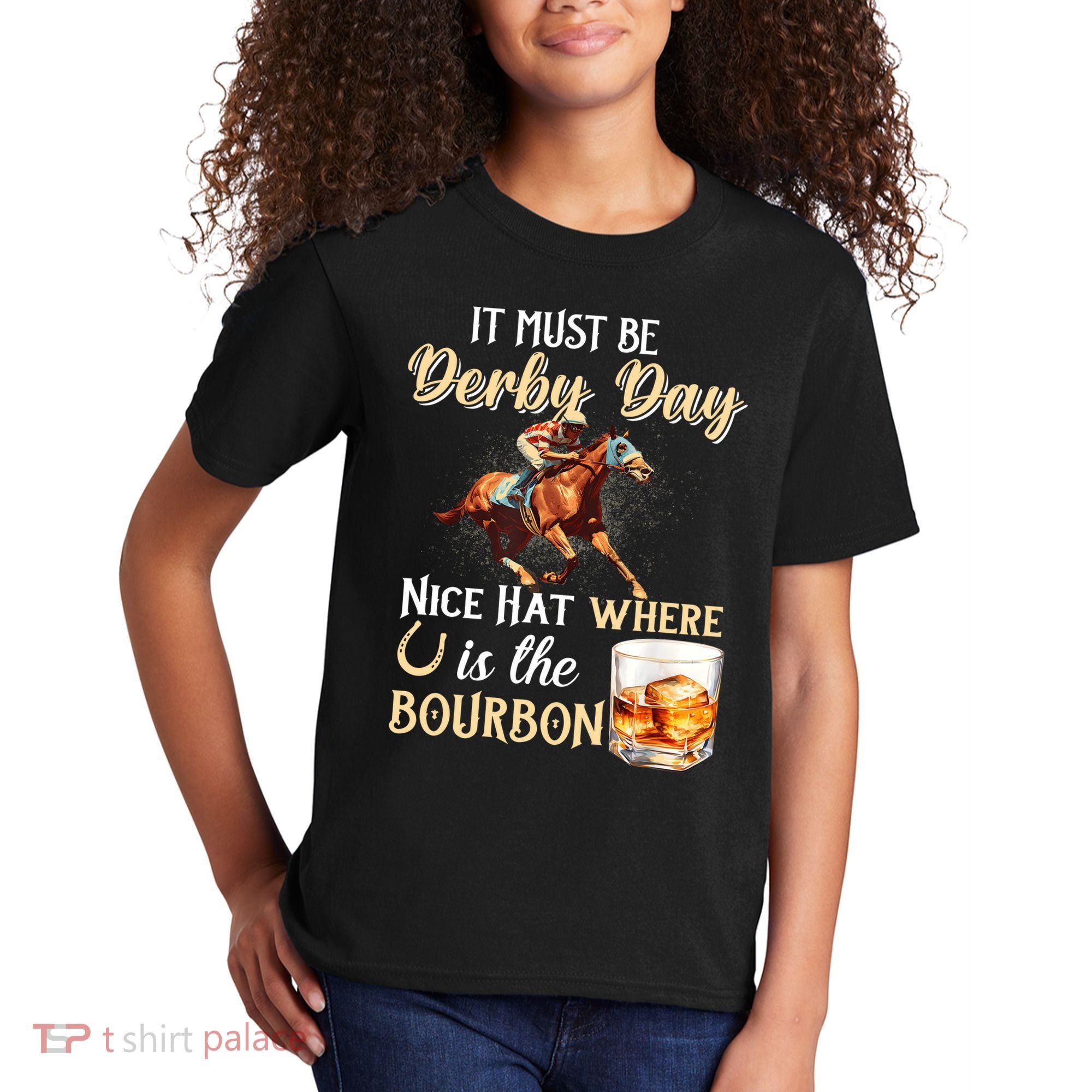 ItS Must Be Derby Day Bourbon Horse Racing Kids T-Shirt
