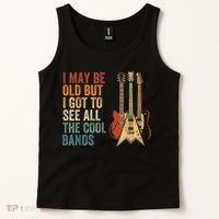 I May Be Old But I Got To See All The Cool Bands Gift Guitar Concert Tank Top thumb 2