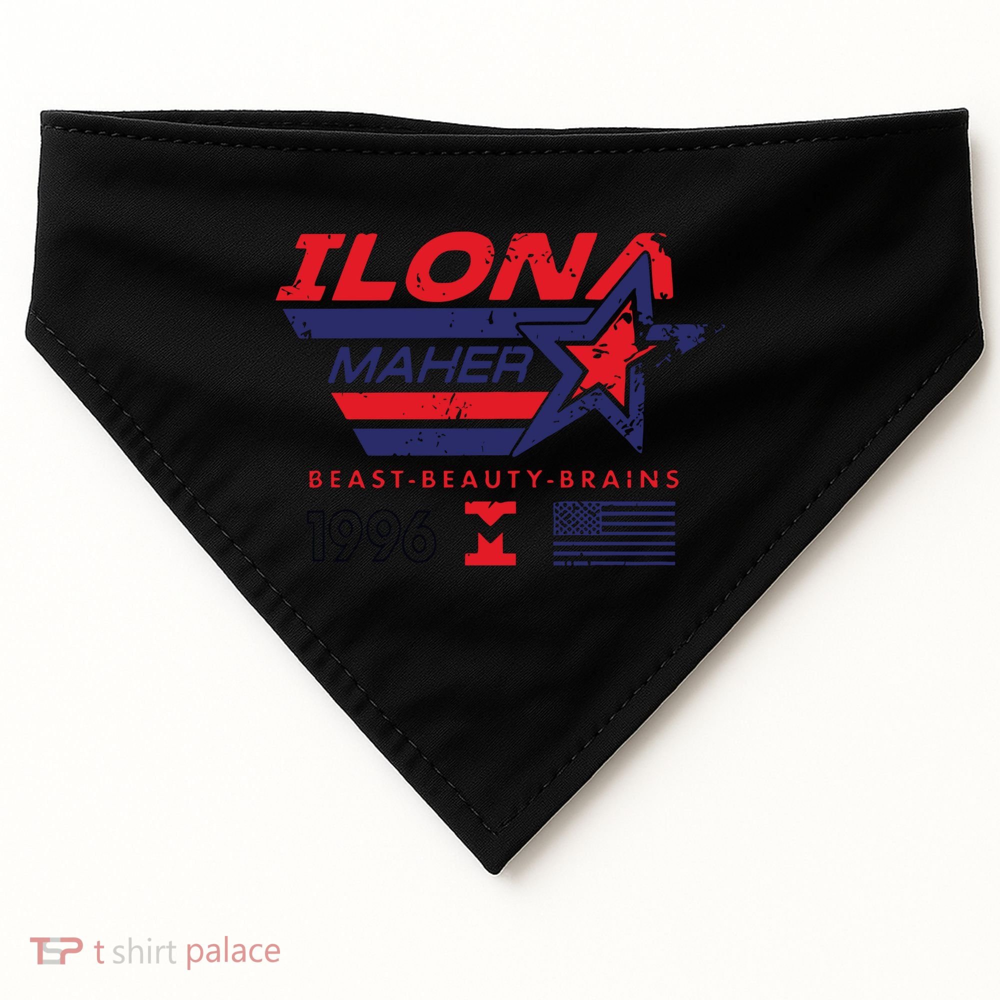 Ilona Maher Beast Beauty Brains 1996 Flag USA-Made Doggie Bandana