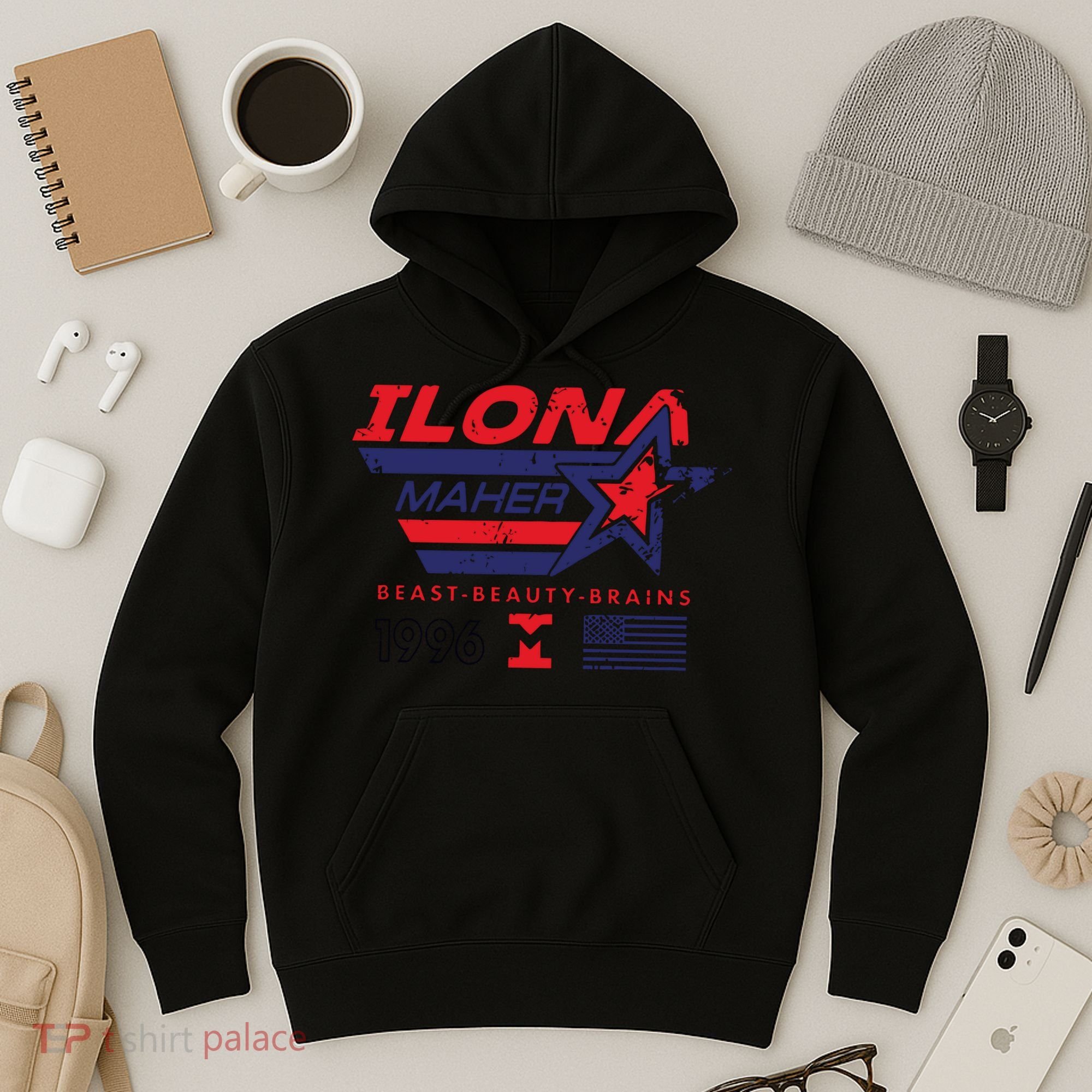 Ilona Maher Beast Beauty Brains 1996 Flag Hoodie