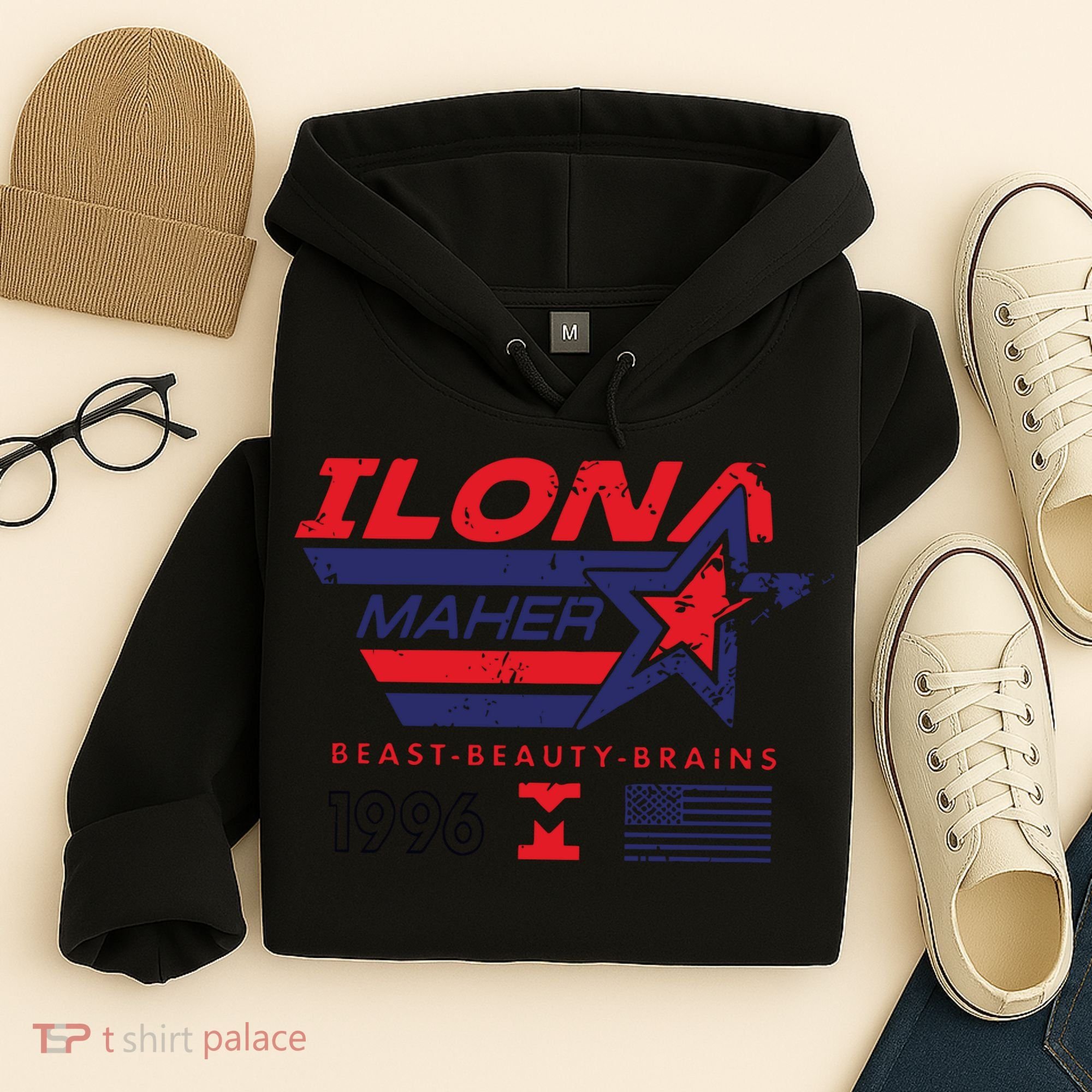 Ilona Maher Beast Beauty Brains 1996 Flag Hoodie