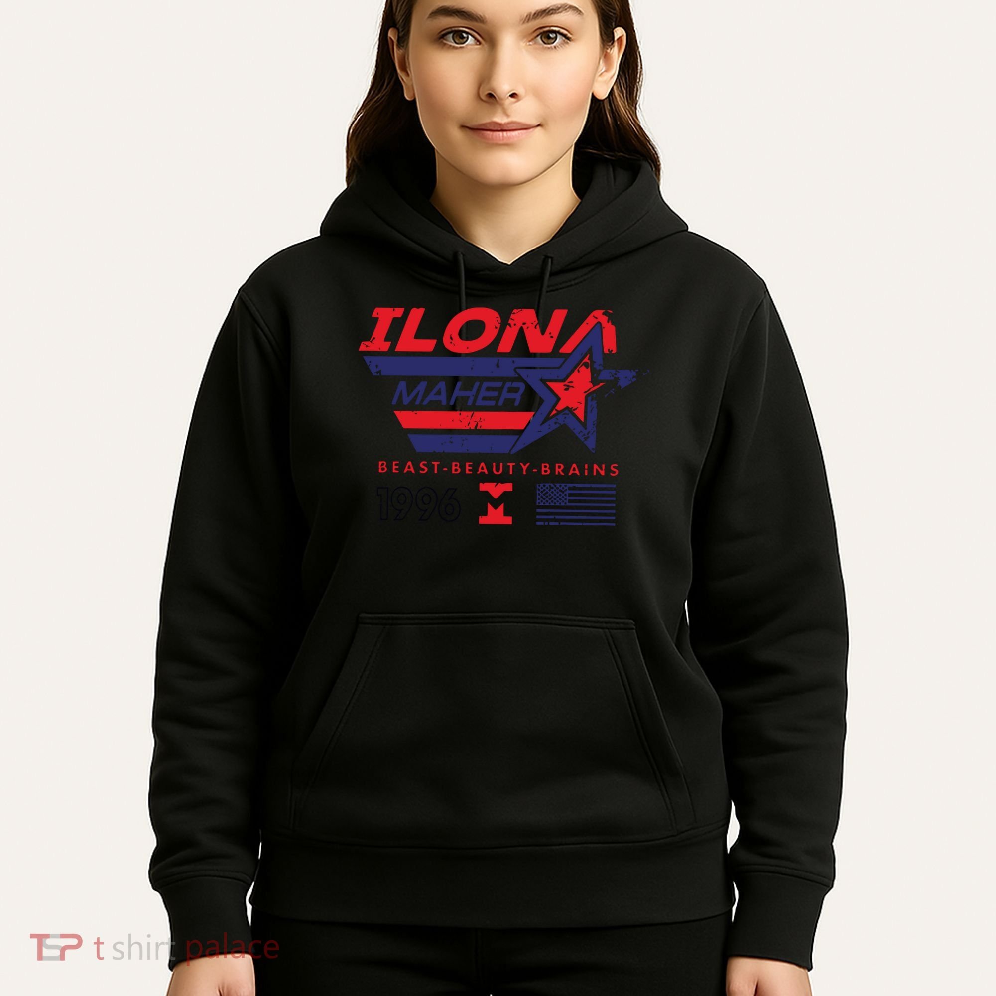 Ilona Maher Beast Beauty Brains 1996 Flag Hoodie