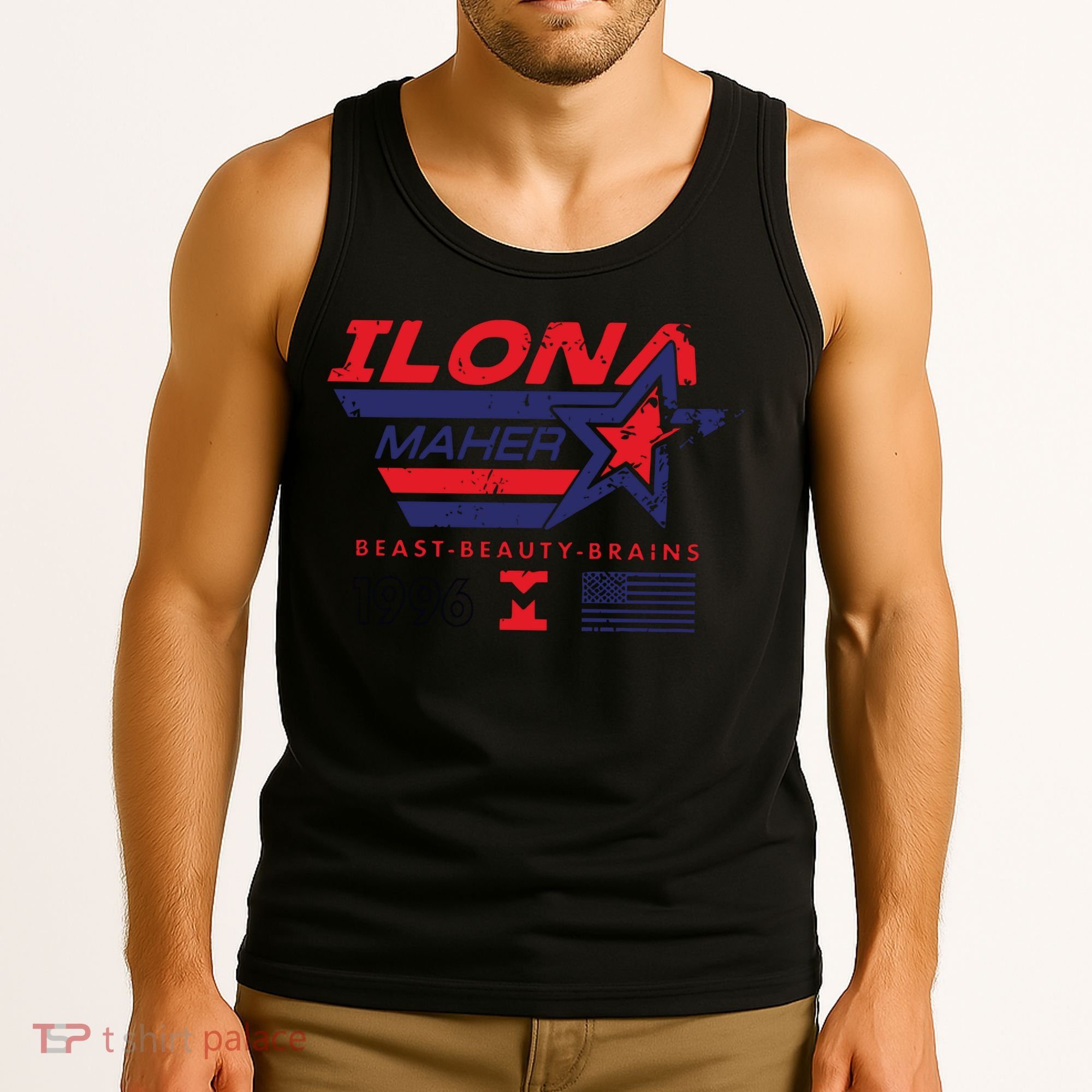 Ilona Maher Beast Beauty Brains 1996 Flag Tank Top