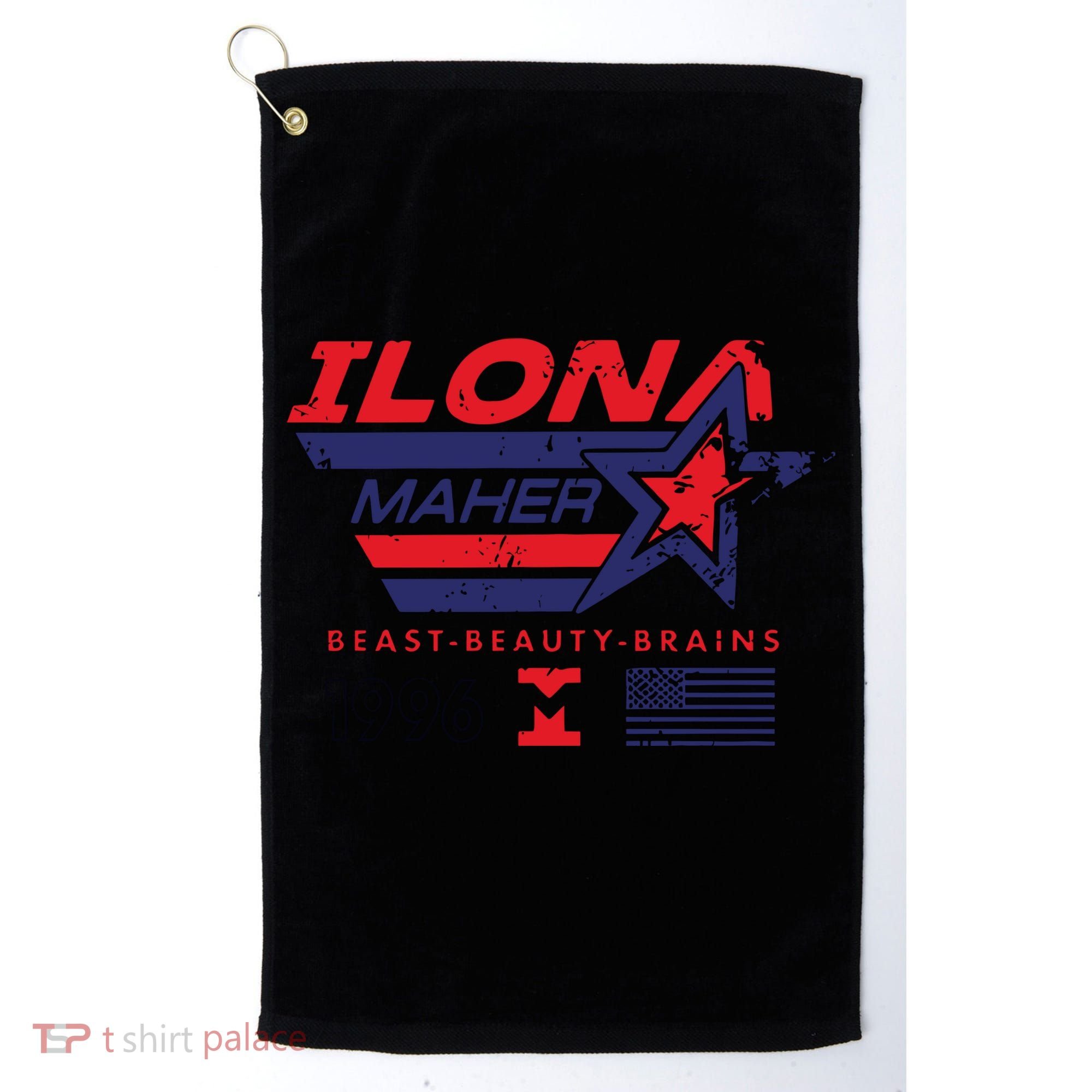 Ilona Maher Beast Beauty Brains 1996 Flag Golf Towel