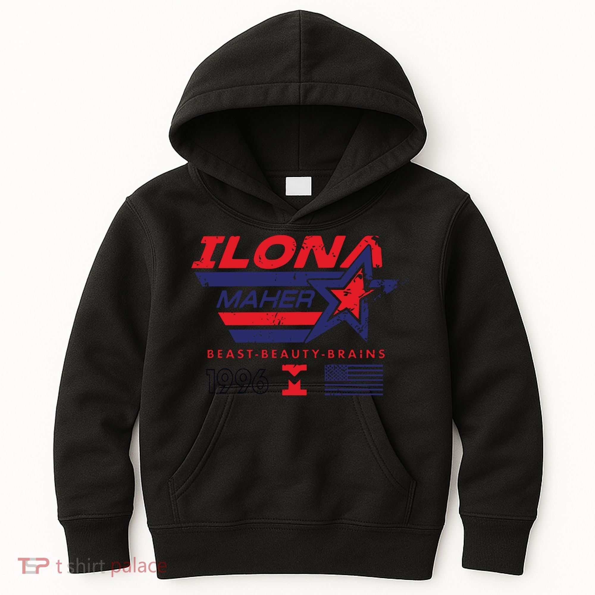 Ilona Maher Beast Beauty Brains 1996 Flag Kids Hoodie