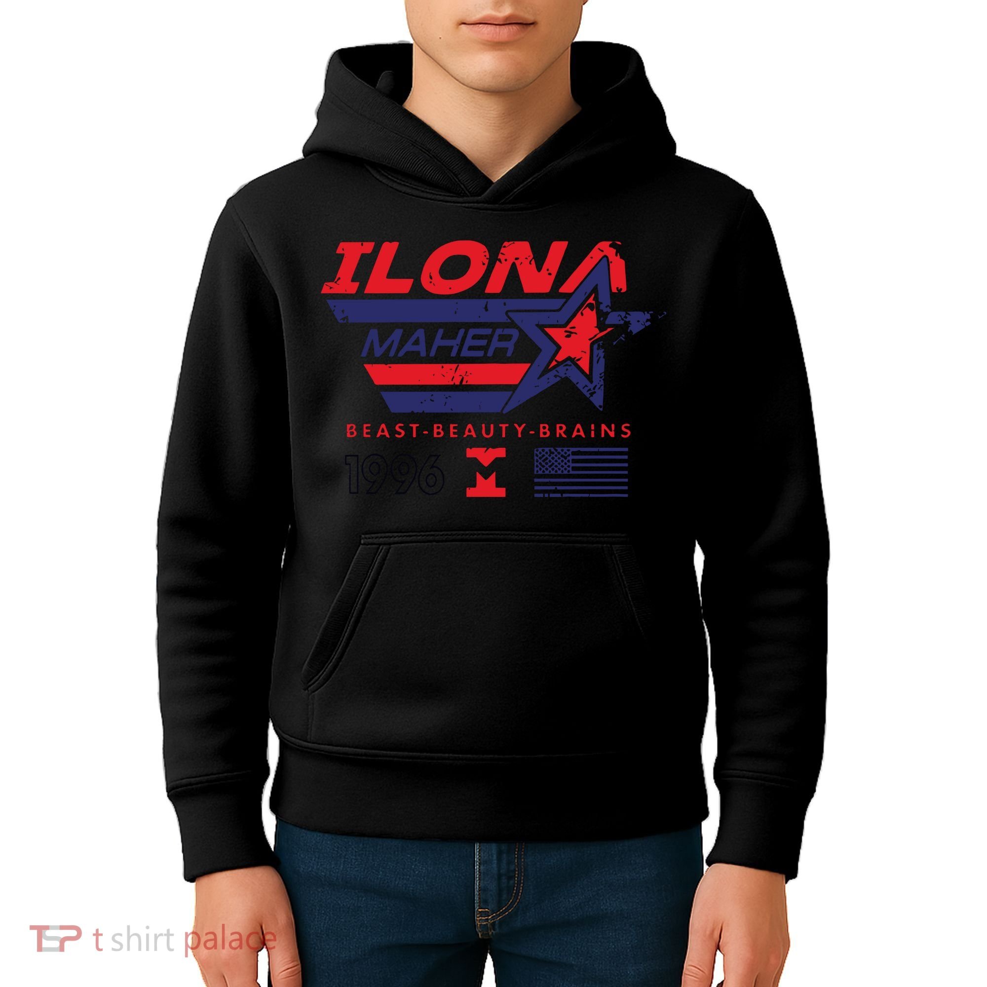 Ilona Maher Beast Beauty Brains 1996 Flag Kids Hoodie