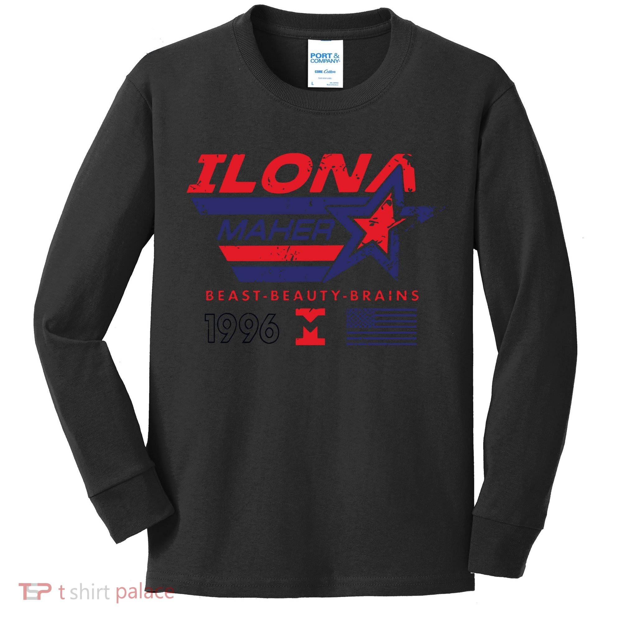 Ilona Maher Beast Beauty Brains 1996 Flag Kids Long Sleeve Shirt