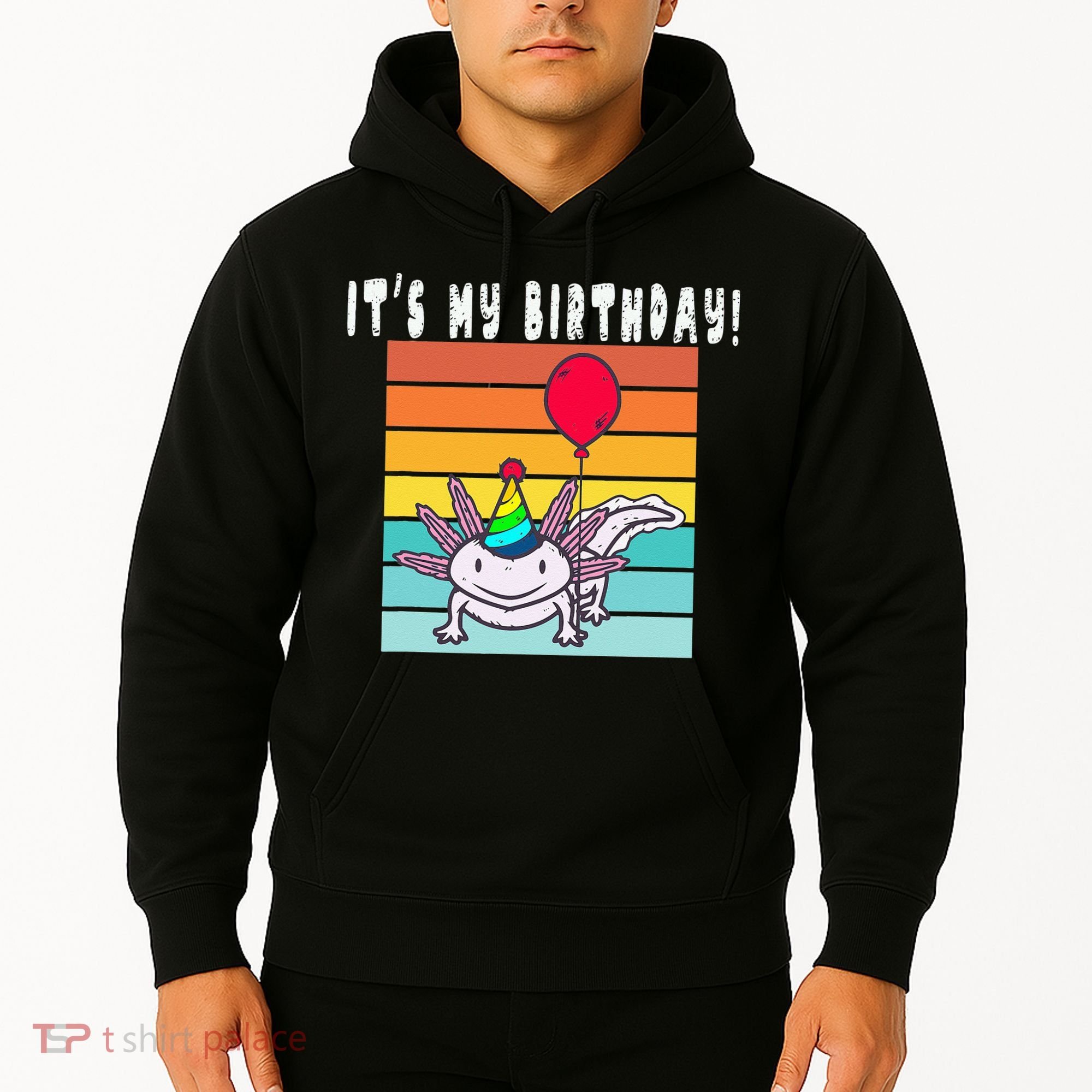 Its My Birthday Axolotl Party Hat & Balloon Hoodie