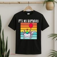 Its My Birthday Axolotl Party Hat & Balloon T-Shirt thumb 2